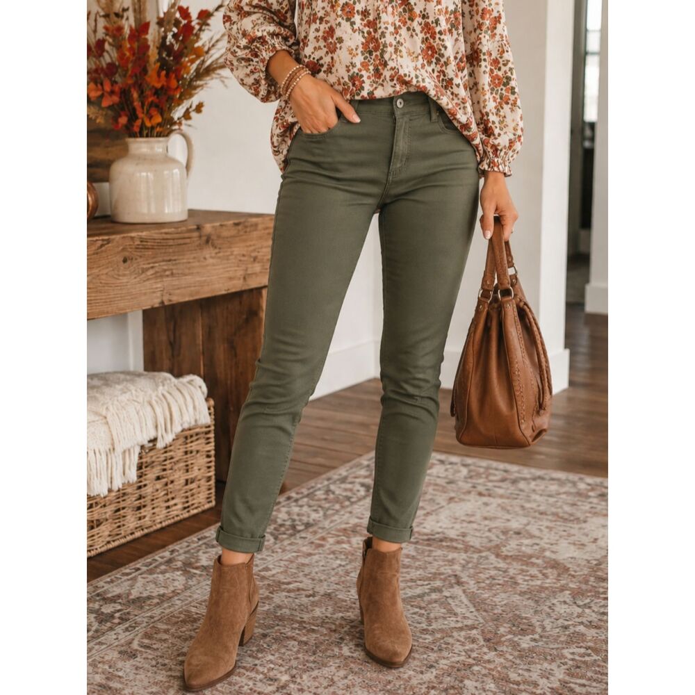 NEW GAP Women's Stretch Skinny Pants Size 8 Olive Green Chino Casual NWT